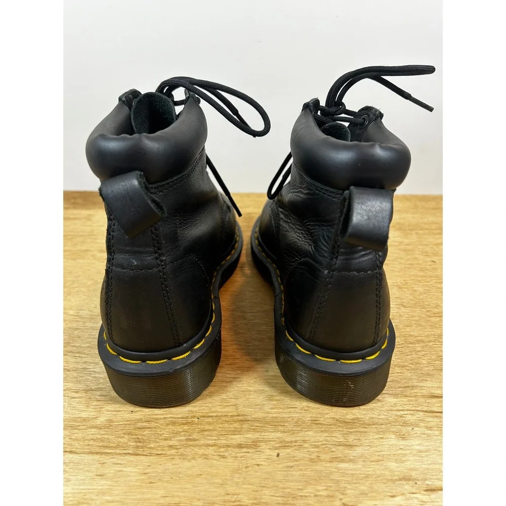Dr. Martens 939 6-Eye Black Leather Padded Collar Boots Mens 6 Women 7 AW004
